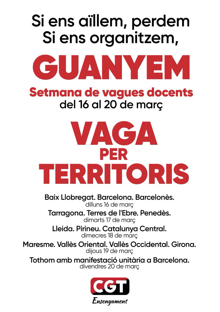 Avui l'administració ha presentat a les organitzacions sindicals presents a la mesa una proposta inacceptable i ens emplaça a fins a tres meses la setmana entrant amb l'objectiu de tancar un acord que, a hores d'ara, està molt verd. El calendari de vagues per al març queda així: