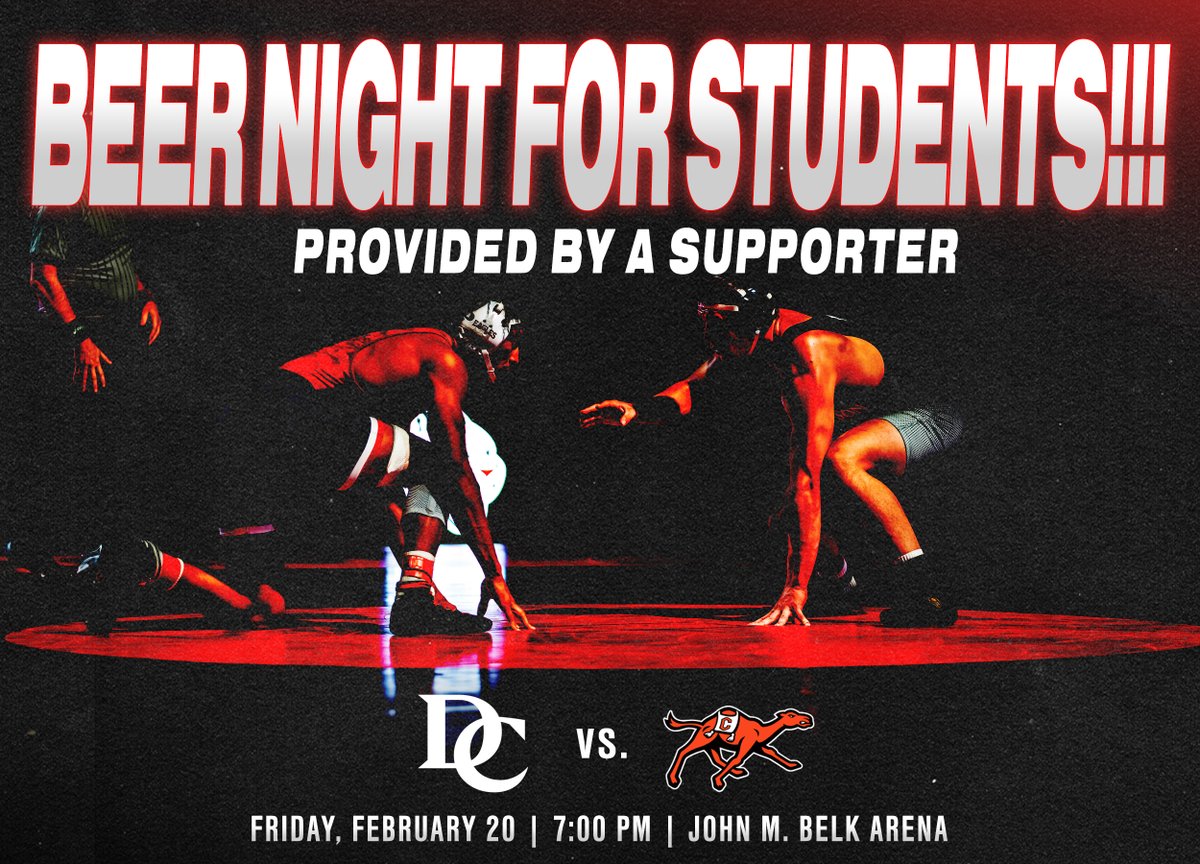 DavidsonWRES's tweet photo. 🍻 Davidson Students: A supporter of the wrestling program is picking up the tab at Friday night's dual. 

Current ‘Cats can enjoy a beer while supplies last! Must be 21+ and have valid Davidson ID and State ID. https://t.co/Gn5yv1PW18