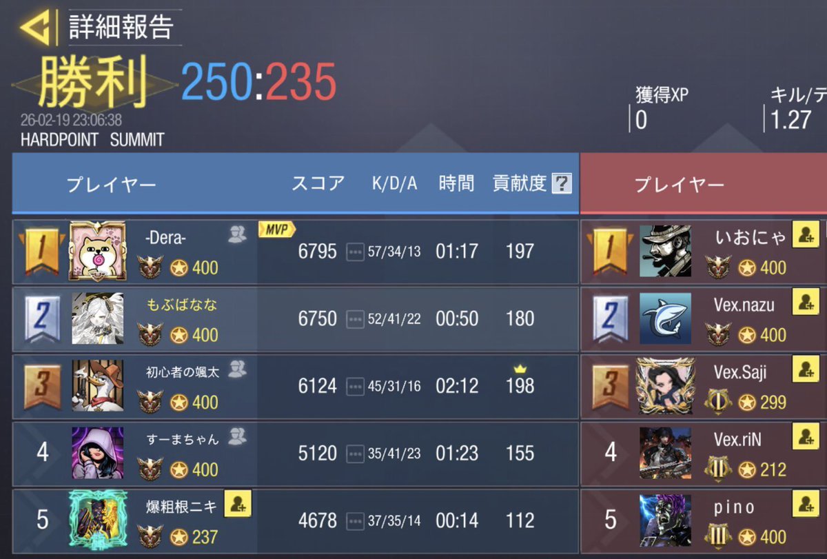 2/19（木）22時
vs <a href="/Vertex_gbl/">Vertex</a> 様
4-0 win

対戦ありがとうございました！
またの機会がありましたらよろしくお願いいたします！