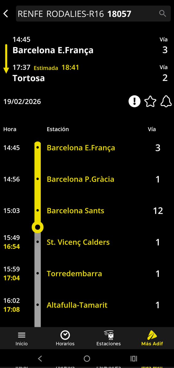 Esta es la normalidad de <a href="/Adif_es/">Adif</a> <a href="/Renfe/">Renfe</a> a día de hoy.. 2 horas y cuarto para llegar a S Vicenç Calders.. 60 km en linea recta en un tren regional SIN paradas desde Sants.. Por tanto, velocidad de menos de 30 km/h.. Asqueroso ... <a href="/AfectRodalies/">Afectats Rodalies</a> <a href="/rodalies/">Rodalies Catalunya</a> <a href="/SilviaPaneque/">Sílvia Paneque</a> <a href="/3CatInfo/">3CatInfo</a>