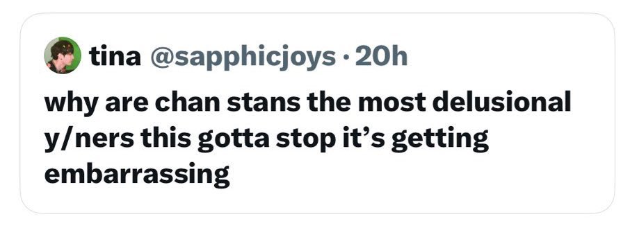 yall she’s so weird 😭 why does she keep setting chan/chan stans up?