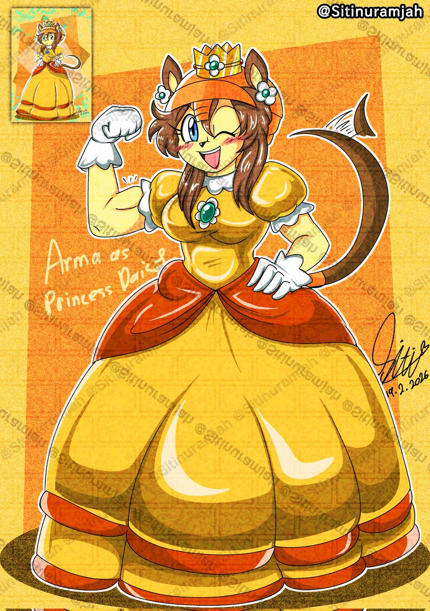 オリキャラ/キン肉マンII世] Redraw Arma dressing as Princess Daisy