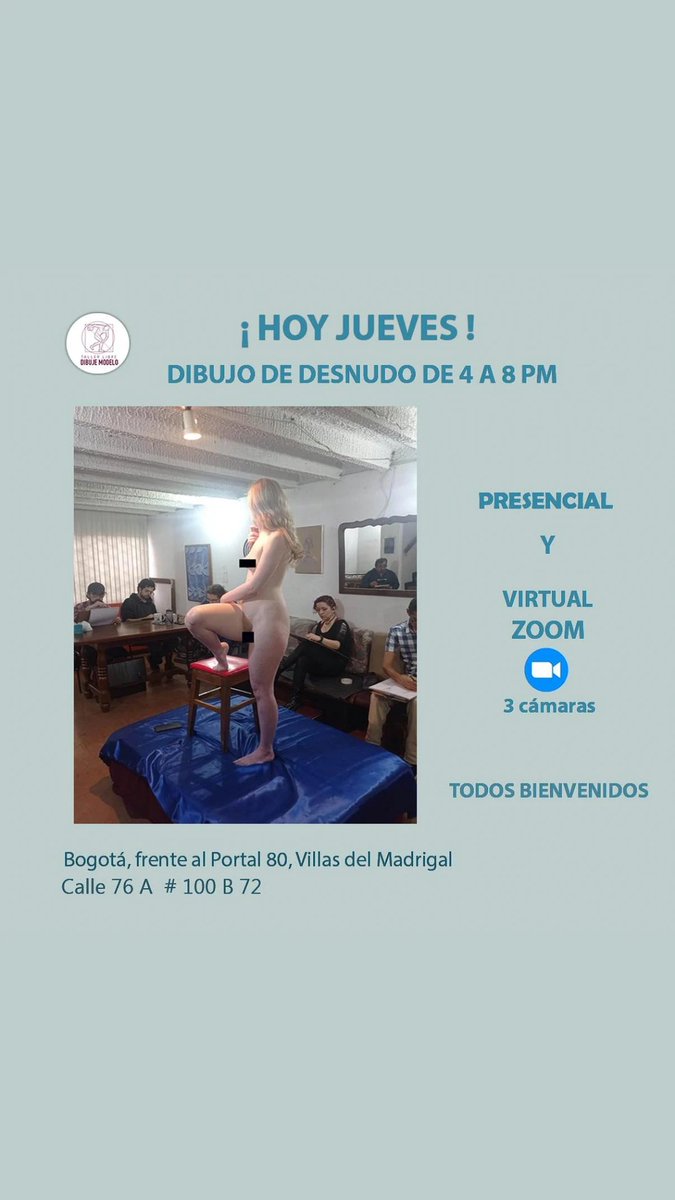 Aquí estaremos. Bienvenidos a dibujar figura humana con modelo en el horario acostumbrado presencial y virtualmente. 🤗✏️✏️.
Workshops for drawings in live and virtualy by Zoom. Welcome