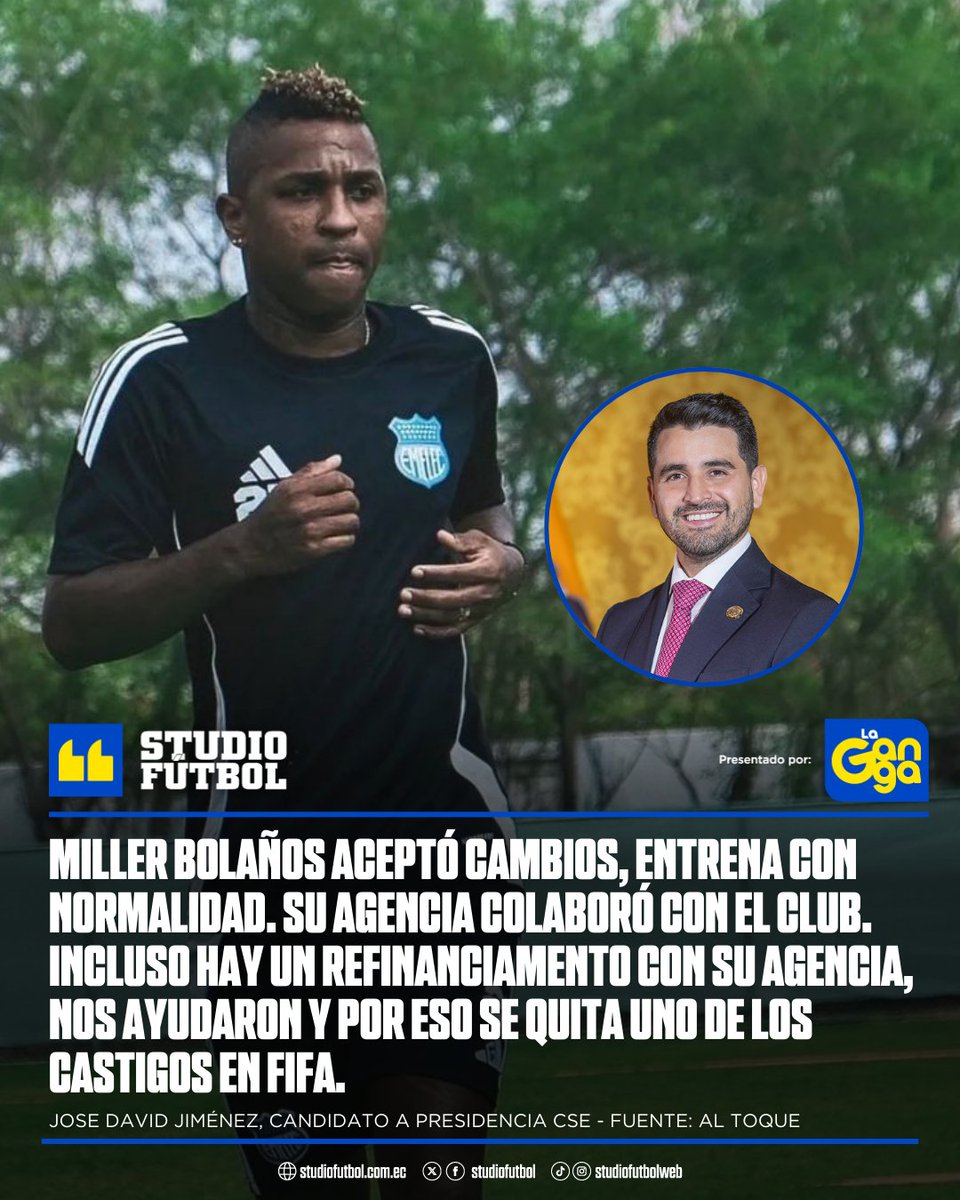 StudioFutbol's tweet photo. “Miller Bolaños aceptó los cambios y entrena con normalidad en Emelec” https://t.co/1XxxIUVGBu 

Presentada por @LaGangaEC https://t.co/SH9sAcOXmb