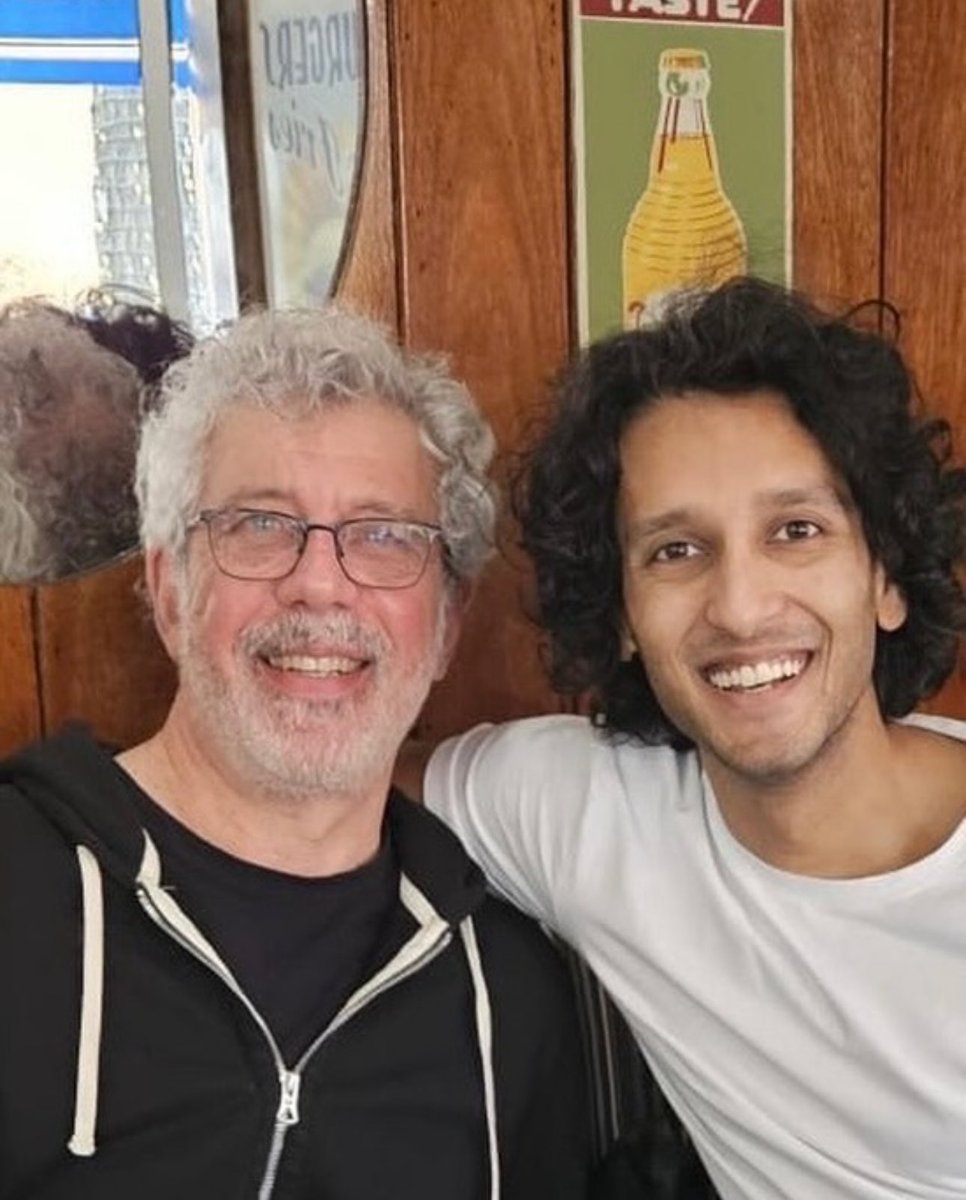 Eric Bogosian via Instagram: "Armand &amp; Daniel pretending to eat human food at Square diner NYC. #assadzaman #danielmolloy #interviewwiththevampire #armand #squarediner"
