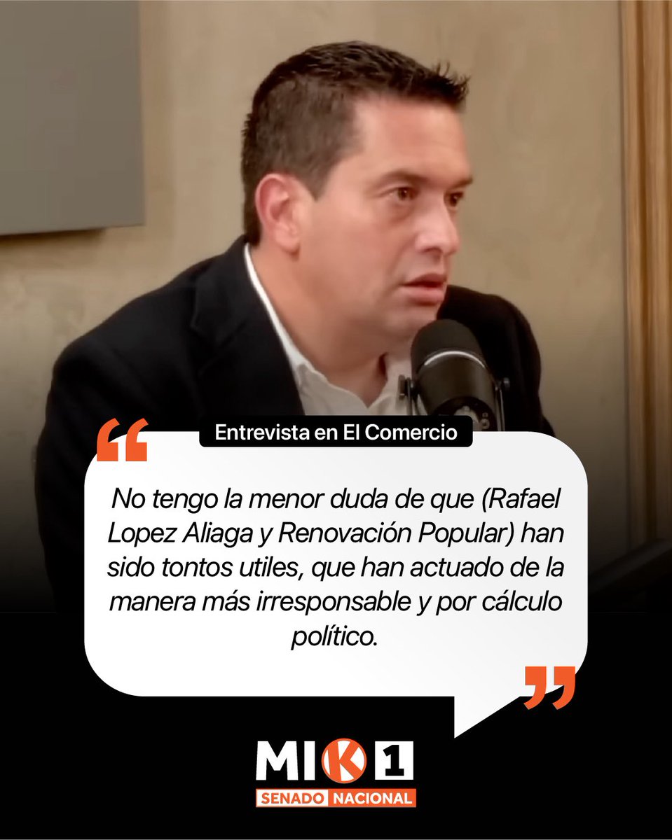 🎙️ #ElComercio: No tengo la menor duda de que (Rafael Lopez Aliaga y Renovación Popular) han sido tontos utiles, que han actuado de la manera más irresponsable y por cálculo político.