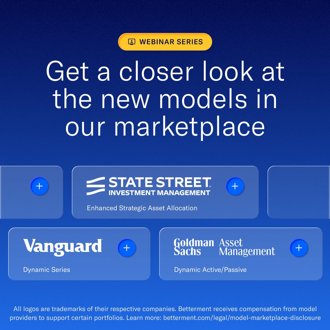Join our upcoming webinar series to explore the newest additions to our model marketplace, including portfolios from Goldman Sachs Asset Management, State Street Investment Management, and Vanguard.

🔗 Register today: ow.ly/lMI650YiaWJ