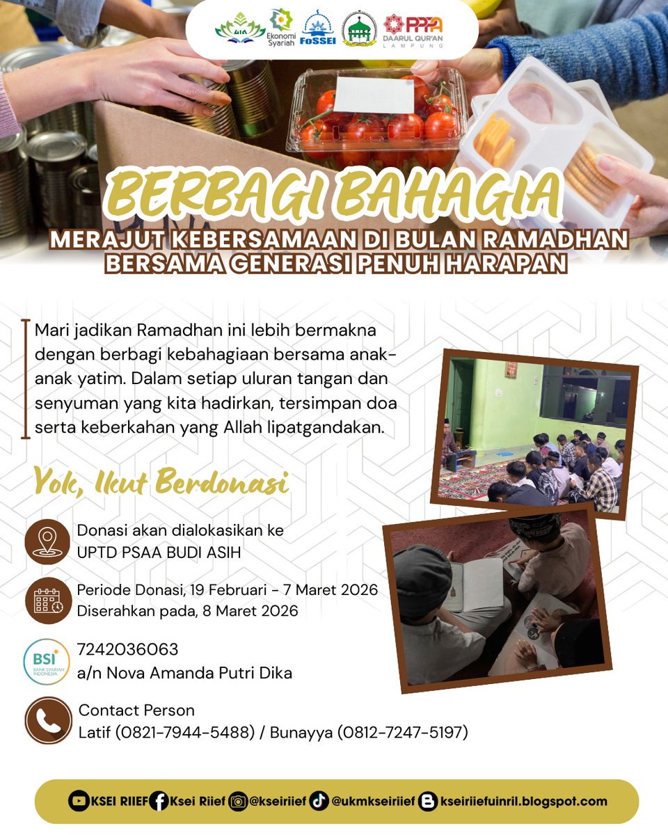 🌙 RAMADHAN BERBAGI 🌙
Tebarkan Kebaikan, Raih Keberkahan

Ramadhan adalah momen untuk memperluas kepedulian, menguatkan empati, serta menanamkan makna berbagi dalam setiap langkah kita. Mari hadirkan kebahagiaan bagi generasi penerus dan mereka yang membutuhkan 🤍