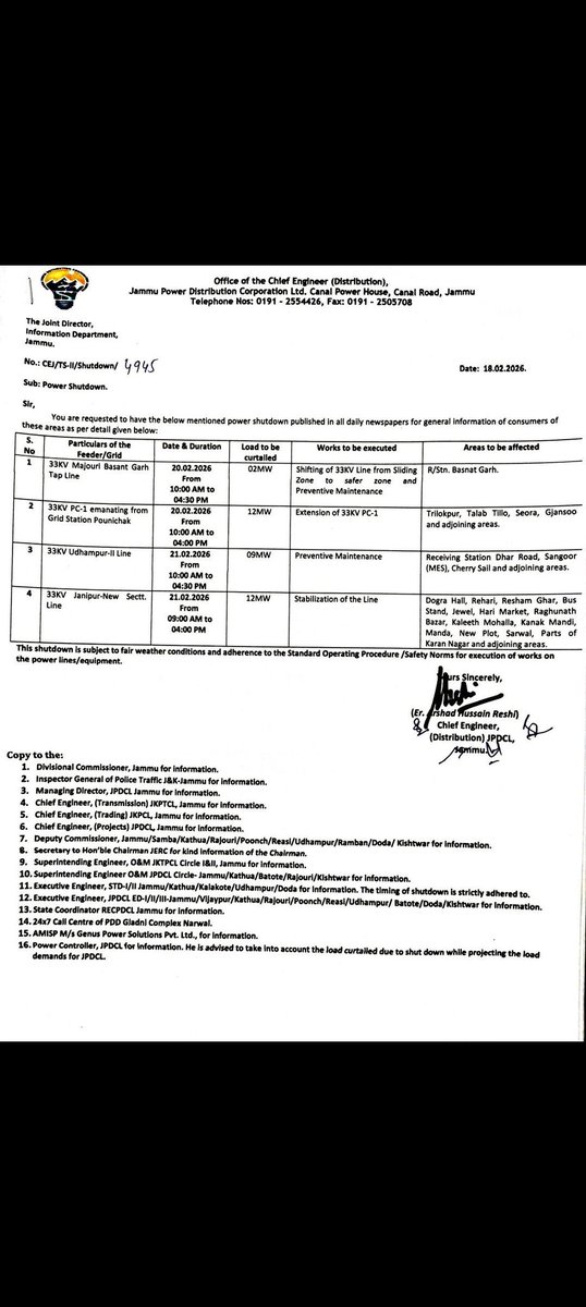 Electric Division-III, JPDCL tweet media
