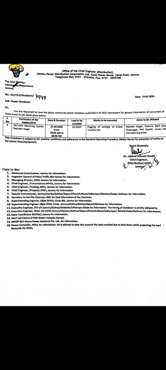 Electric Division-III, JPDCL tweet media