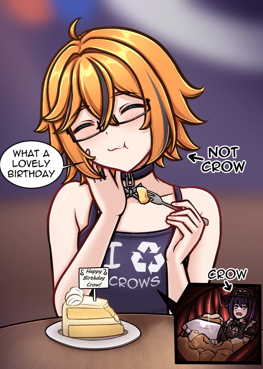Vi having some lovely birthday cake with <a href="/DaftLittleCrow/">Crow 🔞</a> 

#sizetwitter #vore