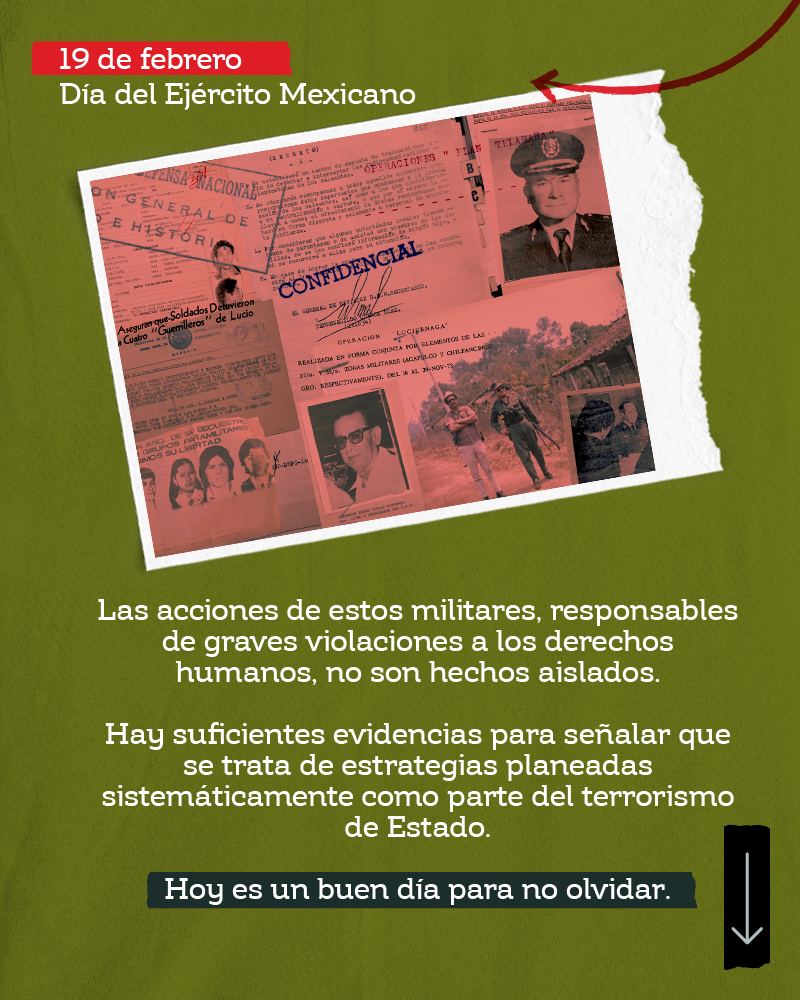 🪖 Hoy es Día del #Ejército mexicano.

🧵👇 Por ello,  te invitamos a leer este hilo con una recapitulación de las graves violaciones de derechos humanos cometidas bajo la gestión de tres de sus titulares.