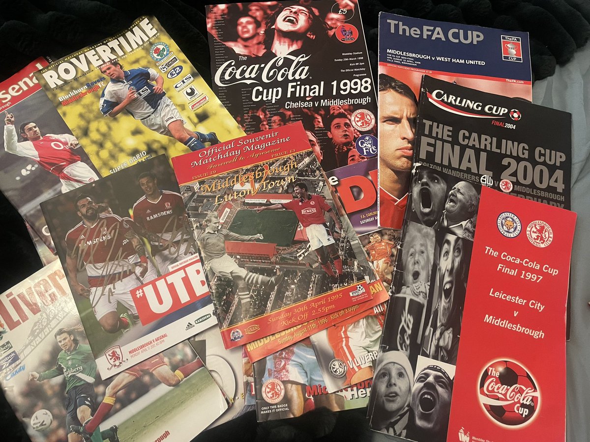 eicullucie21's tweet photo. So glad me and mum are hoarders 😅 @Boro memories over the last 30 years ❤️ including a completed Premier League 96 sticker album! #boro #90s https://t.co/iy5EQnoxNC