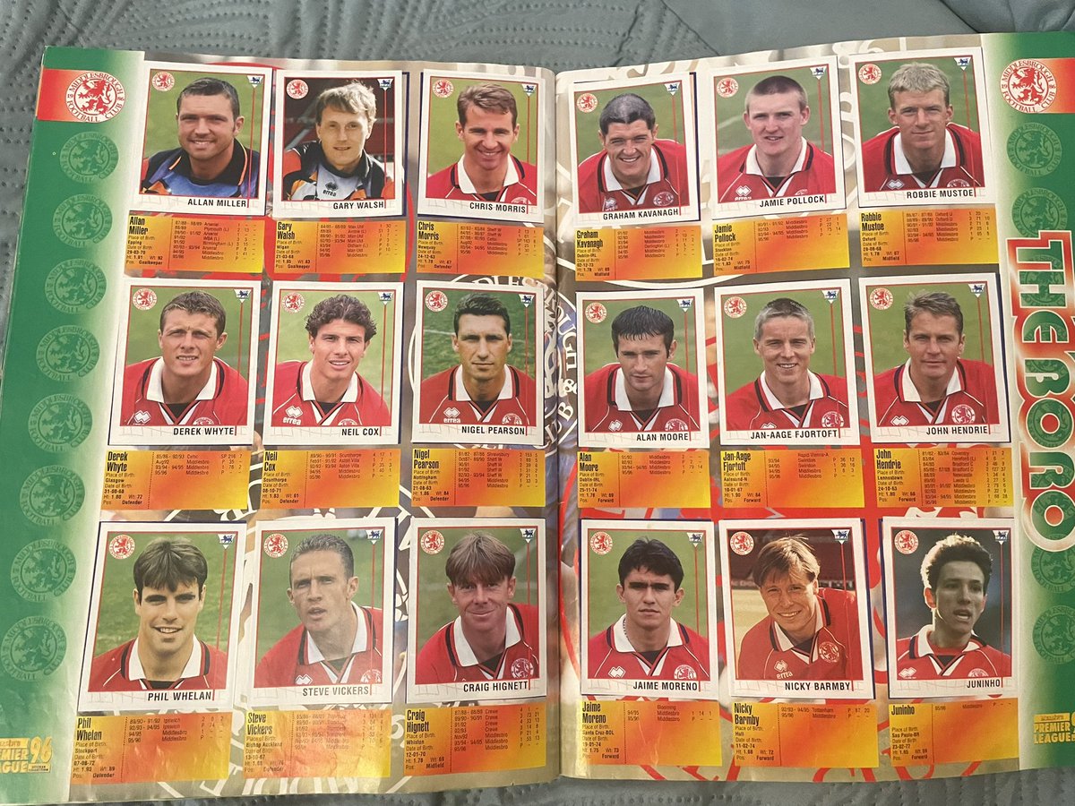 eicullucie21's tweet photo. So glad me and mum are hoarders 😅 @Boro memories over the last 30 years ❤️ including a completed Premier League 96 sticker album! #boro #90s https://t.co/iy5EQnoxNC