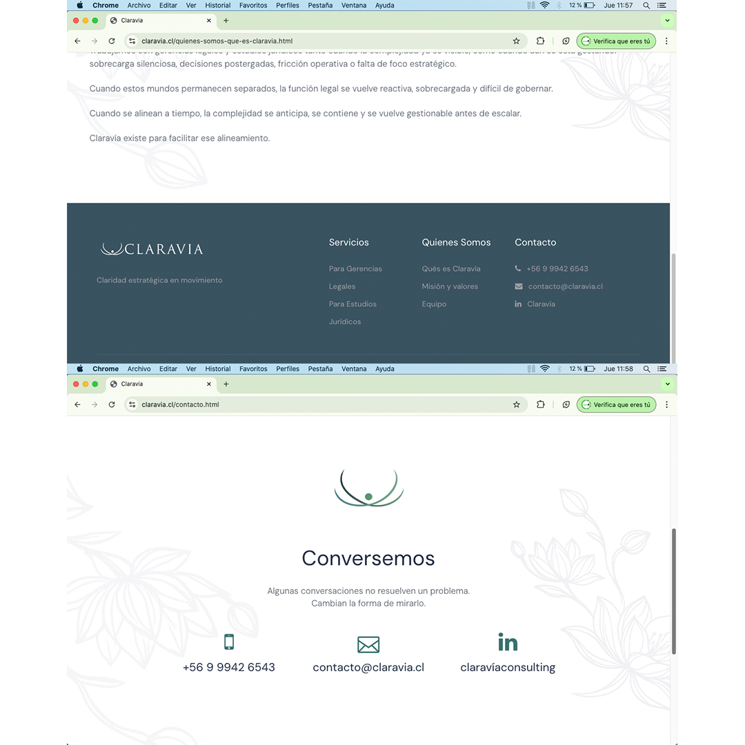 estudio27cl's tweet photo. ✨ Cuando el diseño y la estrategia se encuentran, nacen marcas con propósito.
Hoy lanzamos Web de “Claravía”, https://t.co/j0B5FI6l1k un nuevo estudio jurídico en Chile que redefine la forma de entender el derecho a través de tres pilares:
⚖️ Derecho
📊 Gestión
💼 Negocio https://t.co/sl6jysXzMf