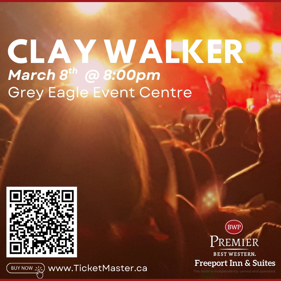 🎶🤠 Clay Walker • March 8 • Grey Eagle Event Centre 🤠🎶

Headed to see Clay Walker live? Make it an easy night out — book your stay with us and enjoy a comfortable place to unwind after the show.  #YYC #YYCConcerts #Calagry #ClayWalker