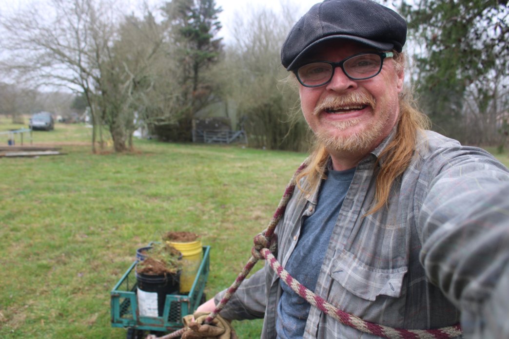 docsanderson's tweet photo. #Scientists #Carpenter #RestorationProject #Wolves #SPouses #Mates @HeartsofHeroes_ @danpeckwx
@Ginger_Zee @Nature Lizzie Mags G i got another round dug for #MicroHouse &amp; hauled the soil to new #Garden here light sprinkle rain time for 2nd Coffee. Mwah slow&amp;low&amp;wet Beautifuls Lee https://t.co/1DDE44laDT