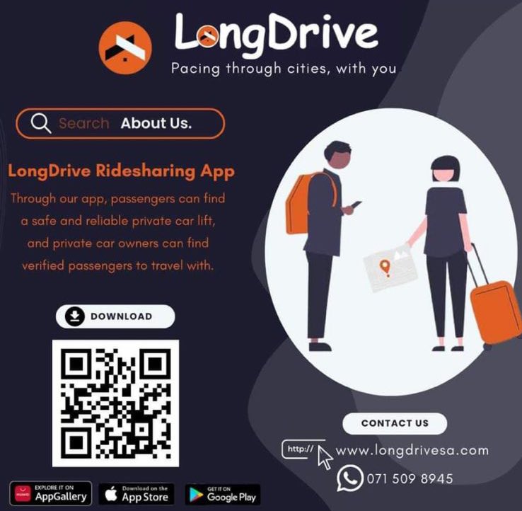 LongDriveSA's tweet photo. We’re back and better than ever! 

Going somewhere? Don’t go alone 😉
With LongDrive, rides are safer, smoother, and easier to find.

Scan the QR code or download the app today and start your journey! https://t.co/8grUrMvmcz