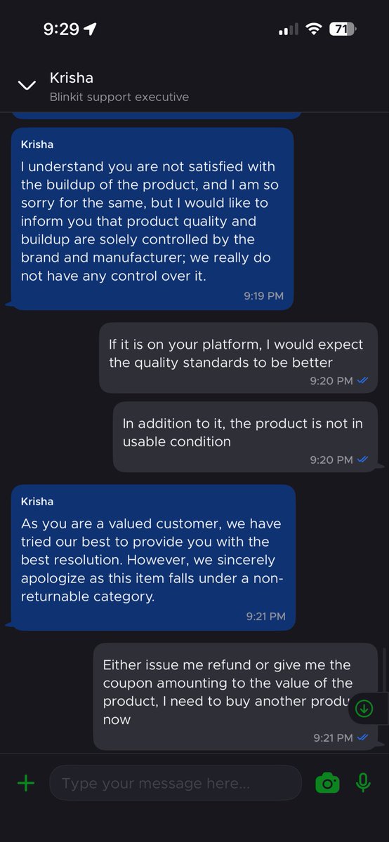 KushalP3902's tweet photo. Was looking for a charcoal face mask on @letsblinkit, the brand that appears in the top tile @beardhoodsocial dispatched a subpar product to me, which is not in usable condition
PFA pathetic customer service of @letsblinkit @zomato @deepigoyal @albinder @jagograhakjago #fraud https://t.co/siwq2XpLgp