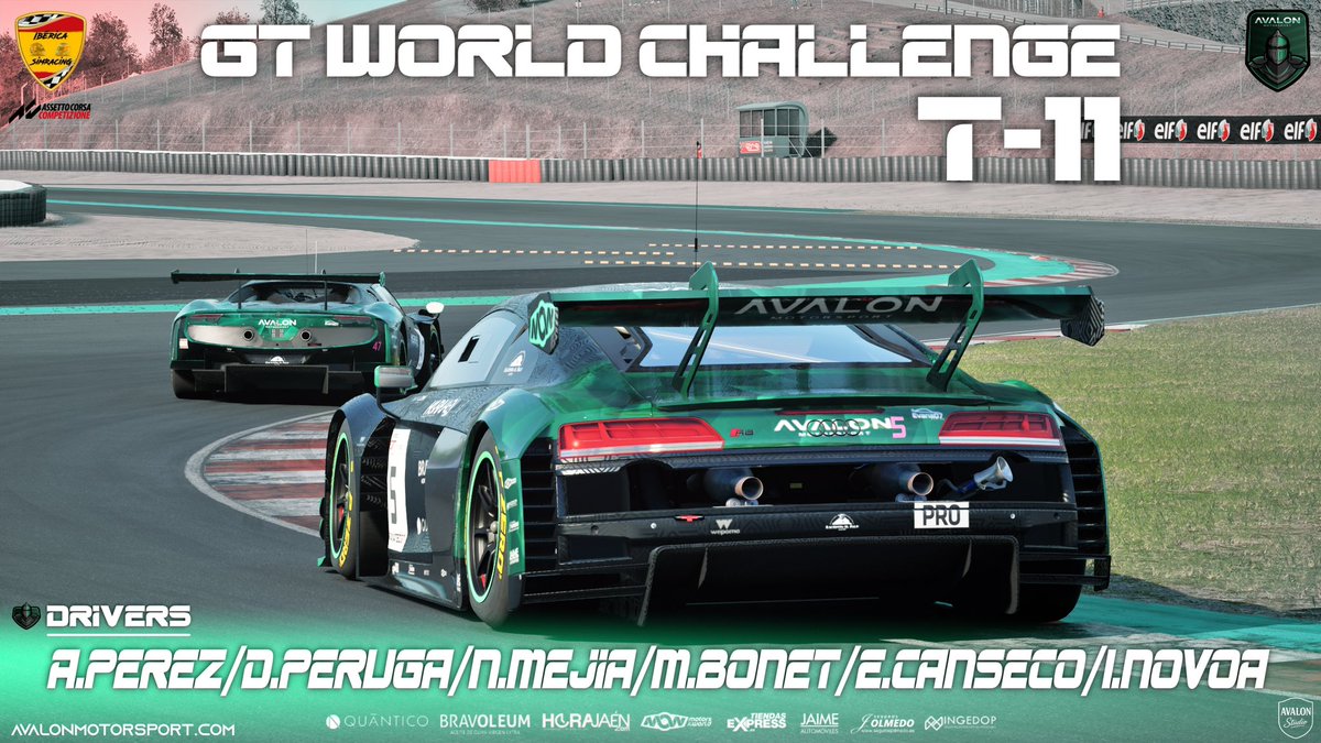 🏎️🔥 Iberica SimRacing – Temporada 11 | DIVISIÓN 1 🔥🏎️

📍 Circuito: Catalunya
🚗 Categoría: GT3
📅 Fecha: Jueves 19 de febrero
🕘 Hora: 21:00

👥 Pilotos participantes:
▫️ Alejandro Pérez— Aston Martin
▫️ Daniel Peruga — Aston Martin
▫️ Marçal Bonet — Ford Mustang
▫️ Iker Novoa