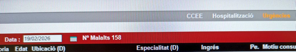 19/02/2026
158 pacients a Urgències de l'Hospital del Mar 
46 superen les 24 hores 
El més antic supera les 134 hores 
Pacient de 84 anys, supera les 88 hores 
85 anys, 53 hores 
81 anys, 51 hores
90 anys, 42 hores
Cap d'ells és familia de gerents i gestors de <a href="/govern/">Govern de Catalunya</a> i <a href="/salutcat/">Salut</a>