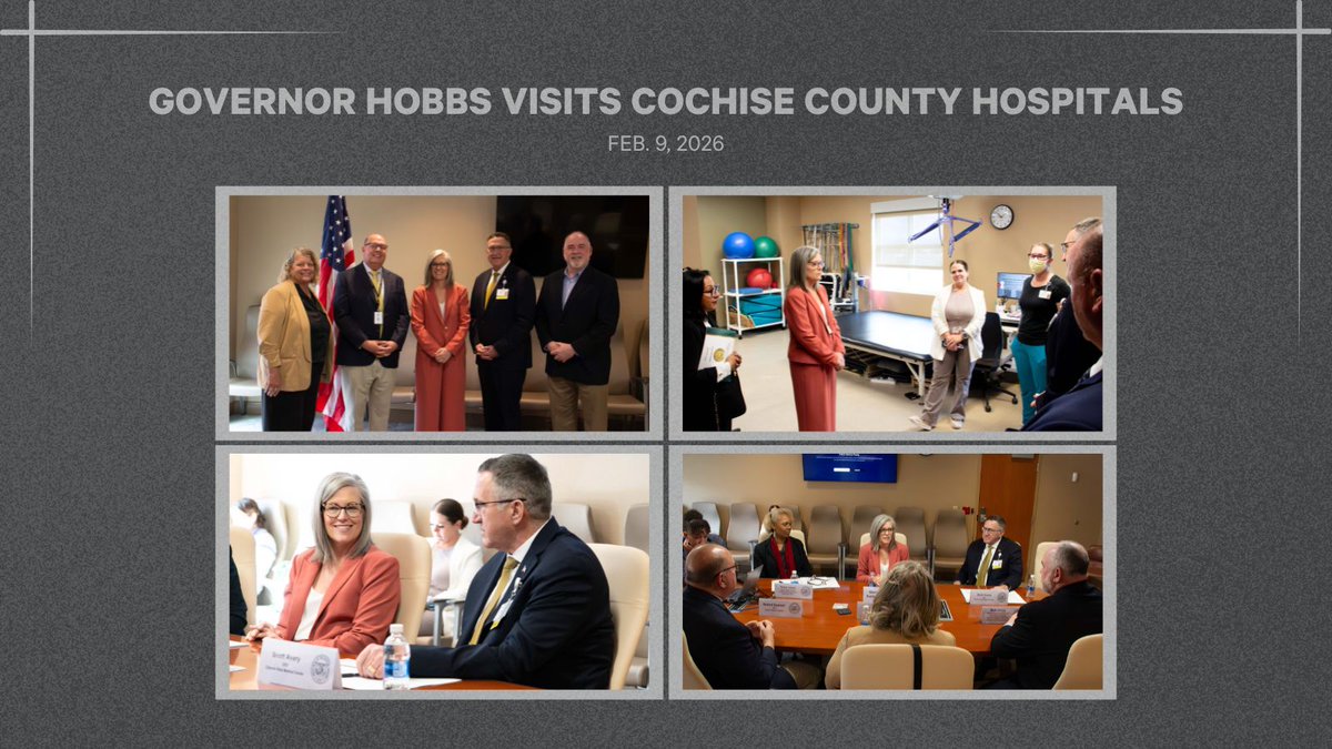azhospitalassn's tweet photo. AzHHA is proud to support our members and Arizona’s rural hospitals. 🏥

Last week, Canyon Vista Medical Center hosted @GovernorHobbs with leaders from @tmcaznews and @CopperQueenHosp to discuss rural healthcare challenges, funding, workforce needs and service expansion. https://t.co/AKOh55ix5d