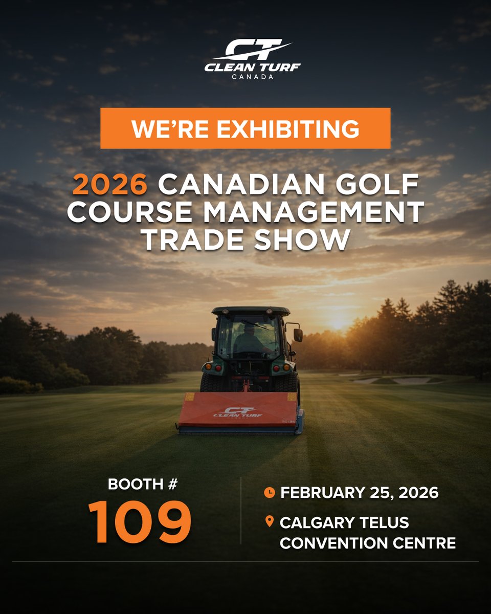 cleanturfcanada's tweet photo. We’re heading to Calgary! We'll be exhibiting at the 2026 Canadian Golf Course Management Trade Show on Feb 25. If you're attending, let's find a time to connect: https://t.co/rTwoxzByr8

#GolfCourseManagement  #GolfCourseSuperintendent #CGSA #CleanTurfCanada https://t.co/Bzh0JbhJtK