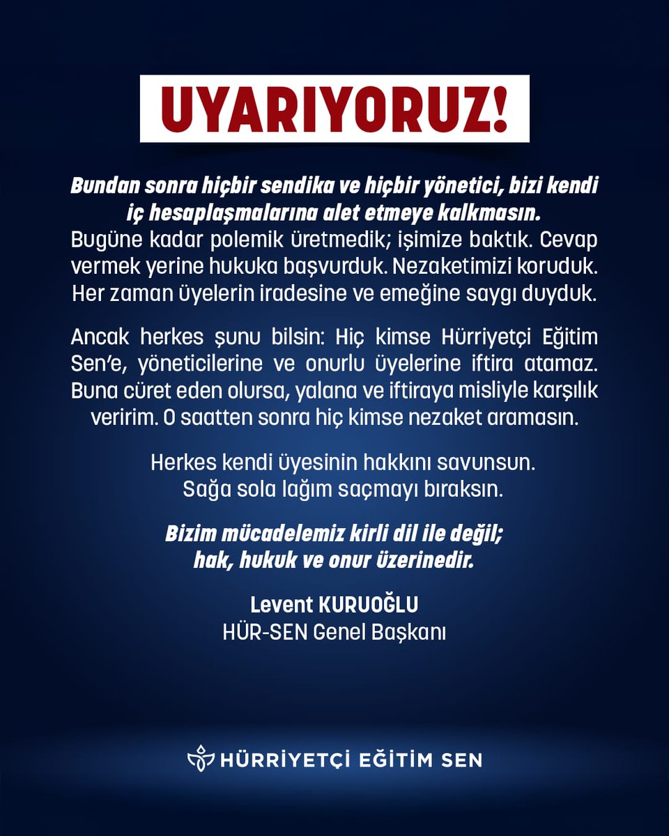 #HürriyetçiEğitimSen olarak uyarıyoruz!