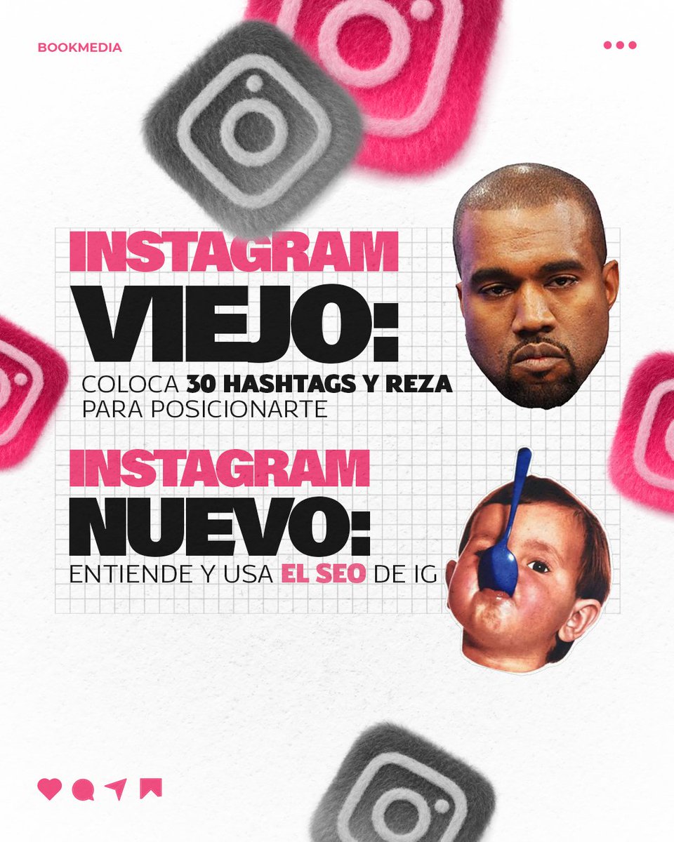 Bookmediacorp's tweet photo. Estás tratando de crecer en Instagram como en 2015... 🤡

Antes: 30 hashtags y una foto con filtro "Valencia".

Ahora: SEO, retención de 3 segundos y DMs que valen oro.
El juego cambió, ¿ya te actualizaste o sigues en el pasado? https://t.co/Gx2wBmWXs4