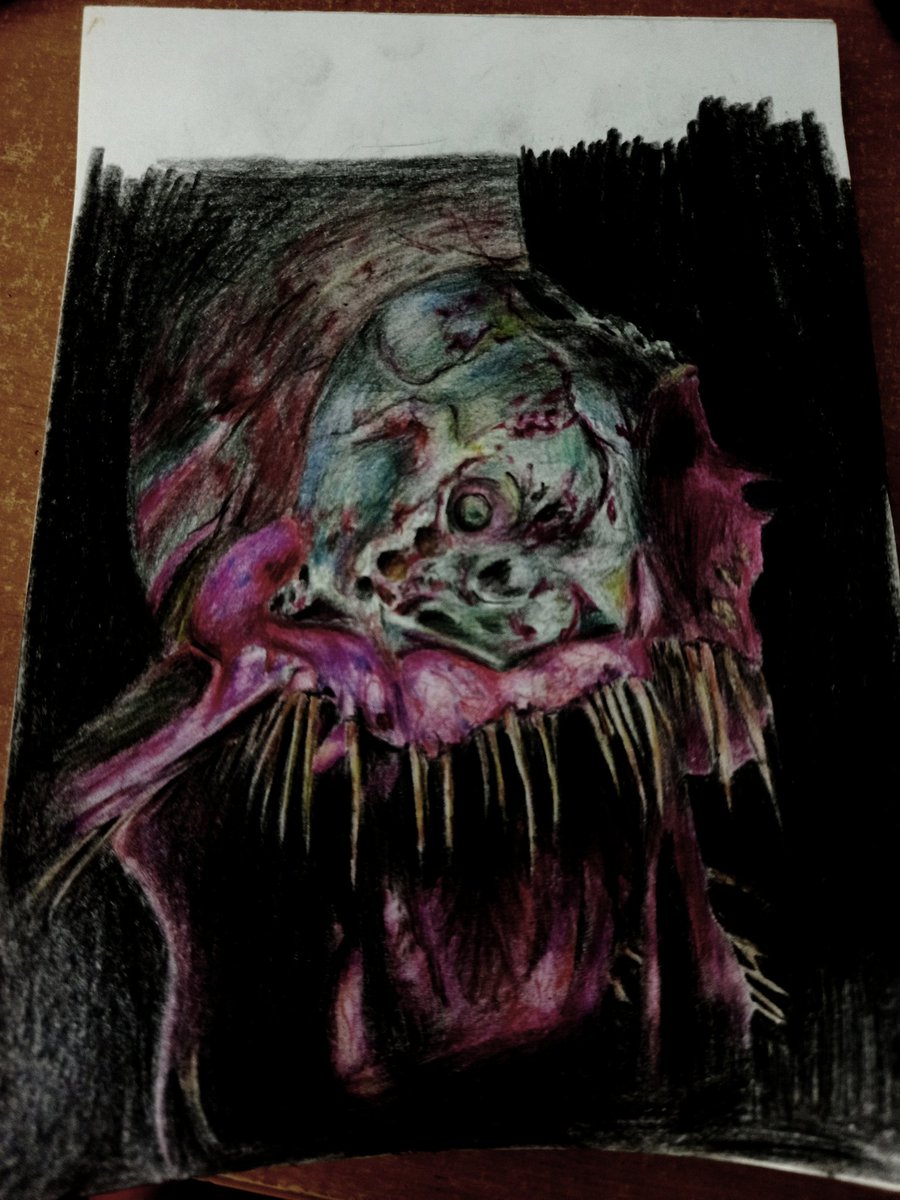 I don't remember where I saw the original art, but I became interested in drawing it with pencils, the result is very good