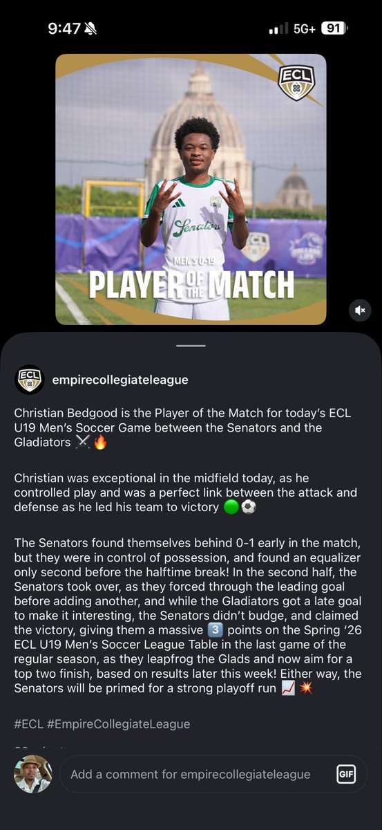 dbedgood624's tweet photo. To God be the Glory! Player of the Match!
Bedgood from the South Side of Chicago Catholic League @MaristChicago @MaristHSalumni @interfcchicago 
to International Footballer @RomeCityInst 
@ABC7Chicago @Tim_OBrien10 @cookcountygov @WGNMorningNews 
#bedgoodfamilysoccerislife https://t.co/DVihiF8gzD