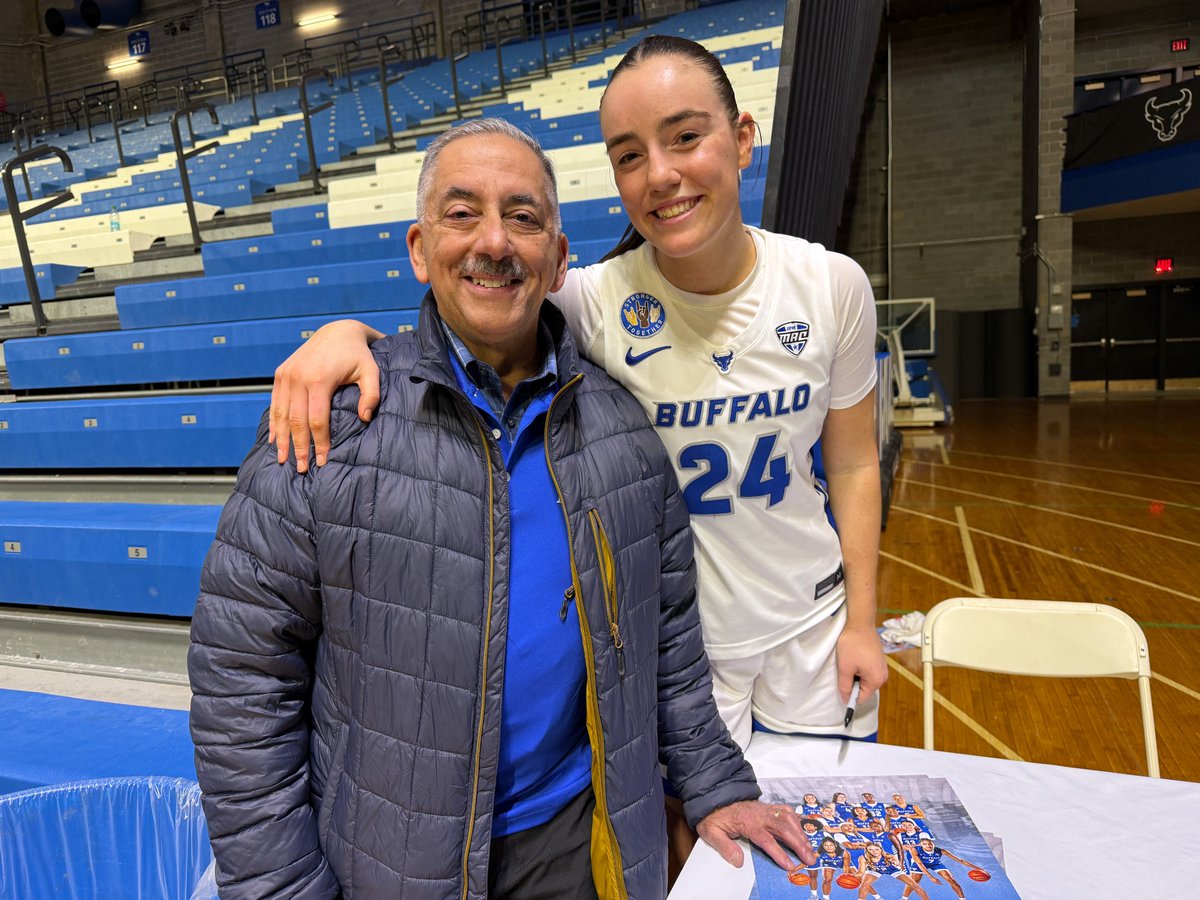 mikebeato's tweet photo. UB basketball stars Anaya Coleman and Meg Lucas signed autographs after last night’s @UBwomenshoops game. @anaya_c3 #NeverGiveUp #UBhornsUP https://t.co/hTbdJ2Bq0L