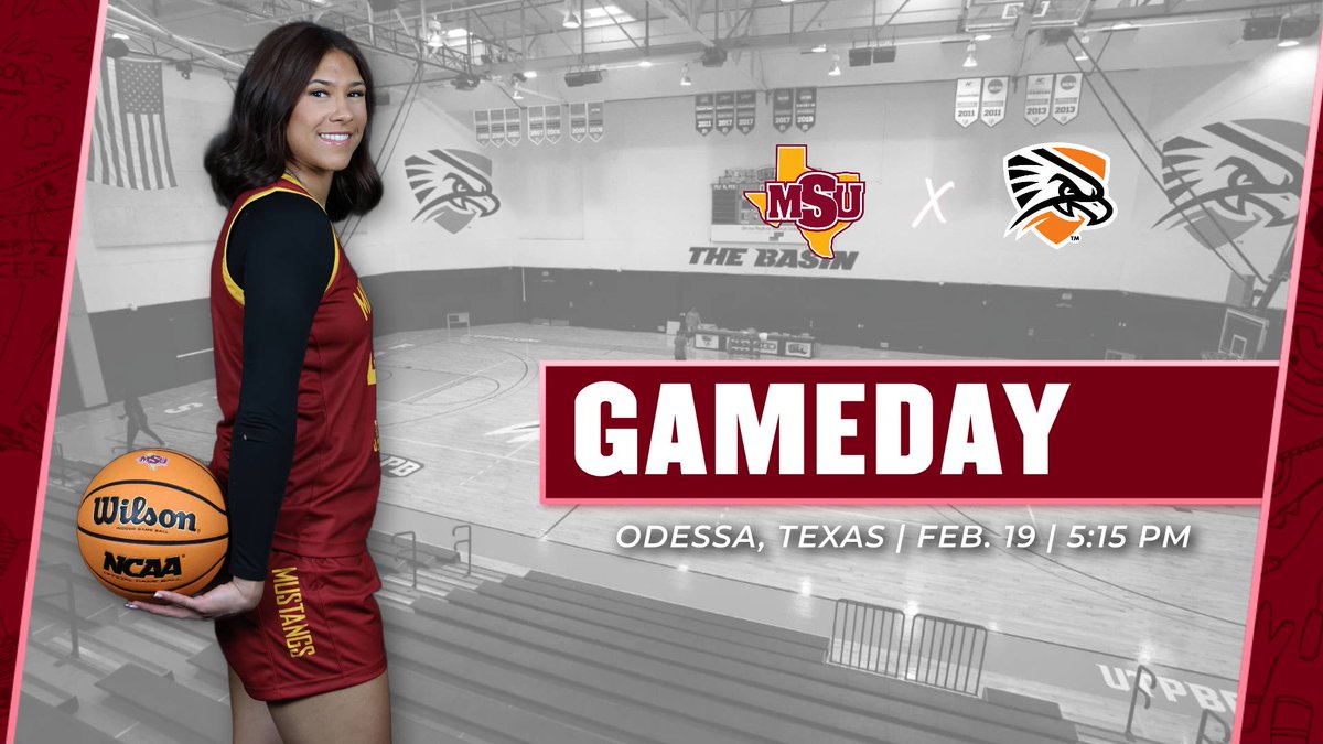 MSUMustangs's tweet photo. 🏀 GAME DAY‼️ @MSUTexasWBB 
🆚 UT Permian Basin
📍 Odessa, Texas
⌚️ 5:15 p.m.
📺 https://t.co/nHNyPsaxec
🔊 https://t.co/6h4TTBBpuf
📊 https://t.co/GlgvYmtGmf

#StangGang https://t.co/piOEKfRWMa