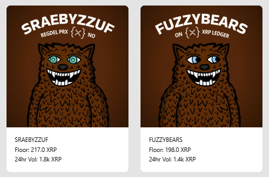 Hottest Nfts on XRP.Cafe since the day they came out

- <a href="/fuzzy_xrp/">Fuzzybear</a>  

Its a $fuzzy world and we just living in it.

community TG : t.me/fuzzybearcommu…