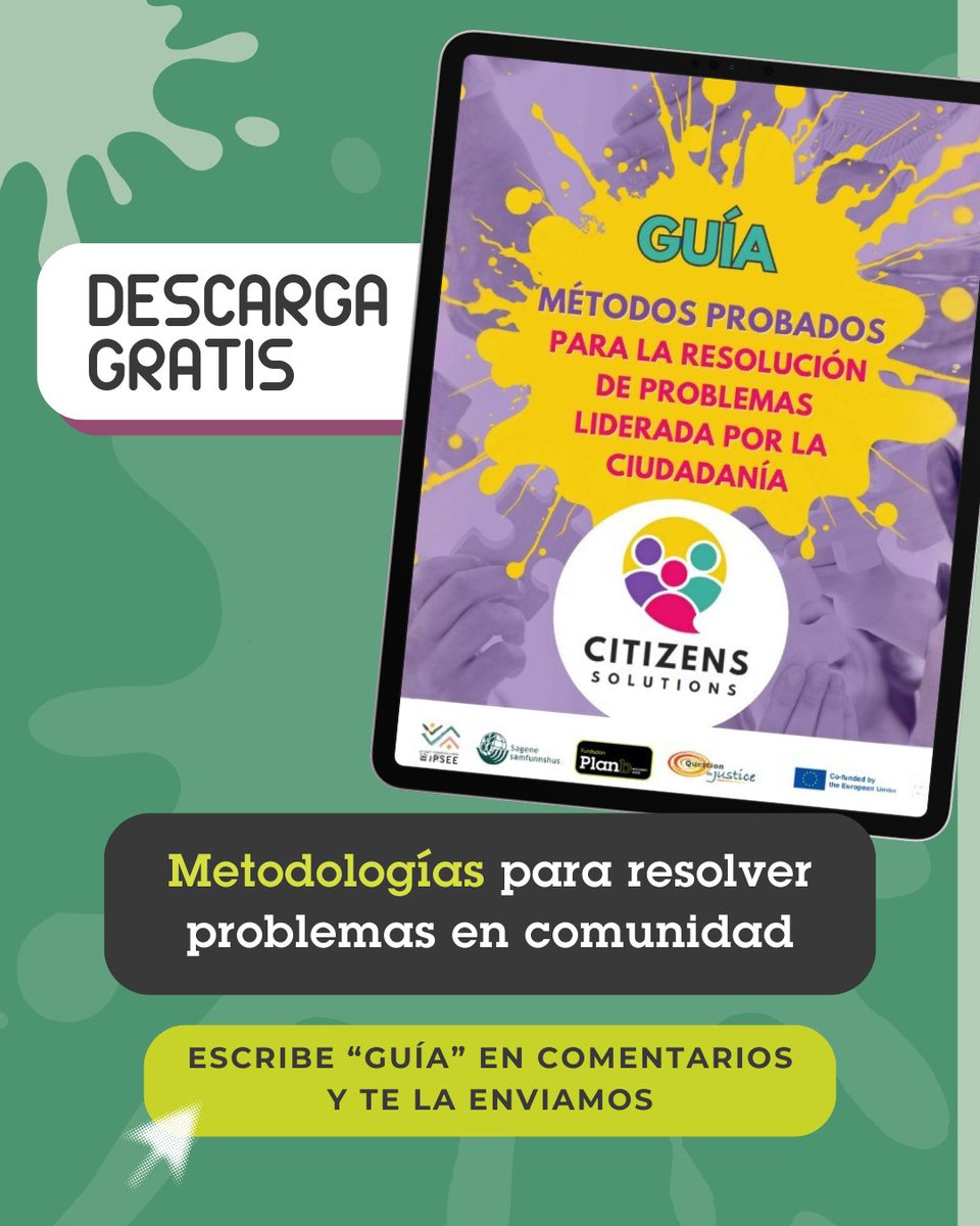 Dentro del proyecto europeo #SolutionsCitoyennes hemos elaborado una guía con 10 metodologías de #EducaciónSocial para la resolución ciudadana de problemas sociales. 

 👉🏼 Escribe "Guía" en comentarios y te la enviamos gratis para que lo puedas usar ya.