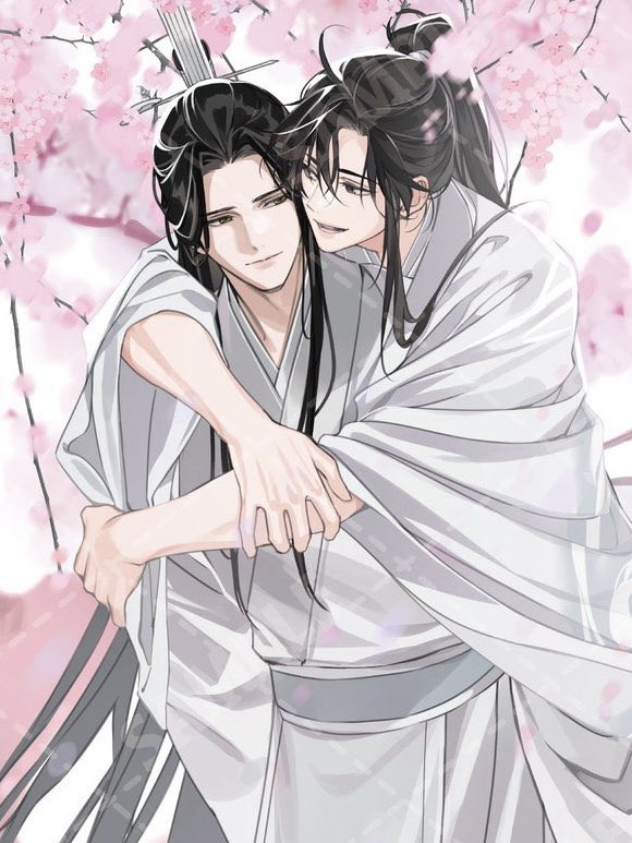 Wei Wuxian wearing Lan robes and Lan Wangji's ribbon to tie his hair??? That's Lan furen, I'm afraid