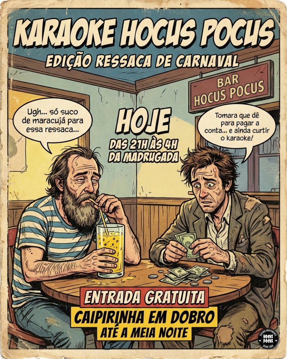 KARAOKE HOCUS EDIÇÃO RESSACA DE CARNAVAL 

Hoje das 21h às 4h da madrugada tem uma edição especial pra você curar a ressaca do carnaval e ficar novo pro fim de semana que promete muito. 

E já sabe! A entrada é GRATUITA e a PROMOÇÃO de caipirinha em dobro vai até a meia noite.