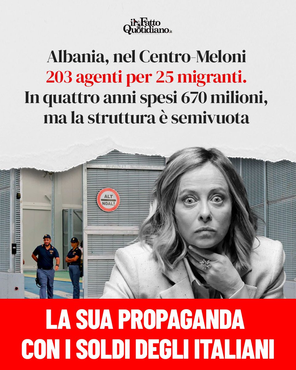 Continua lo sperpero di denaro pubblico, arriveremo a quasi un miliardo di soldi buttati in Albania. Intanto, mancano 23mila unità nelle forze dell'ordine in Italia. Indegno!