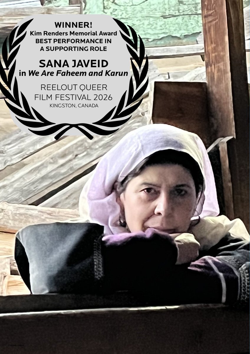 IamOnir's tweet photo. So Proud of Kashmiri Debut Actor Sana Javeid for winning the "KIM RENDERS MEMORIAL AWARD BEST PERFORMANCE IN A SUPPORTING ROLE" at the #ReelOutQueerFilmFestival KINGSTON , CANADA for her role in  #WeAreFaheemAndKarun " 
https://t.co/wD8MXR7Fwd https://t.co/oUxqdVHRGh