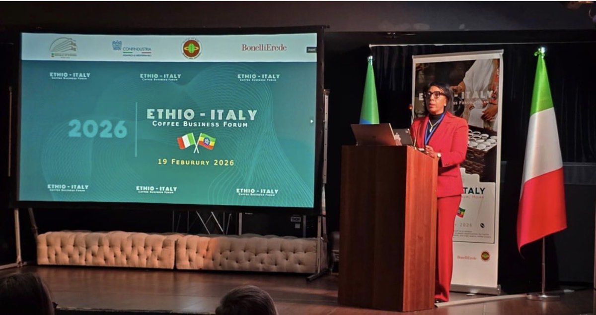 HambisaDemitu's tweet photo. Today, we officially launched efforts to connect the Italian coffee market with Ethiopian exporters and producers through the Ethio–Italy Coffee Business Forum held in Milan.
The initiative is designed to elevate and expand the current market to a more advanced and mutually beneficial level.

During the forum, the Ethiopian Coffee Association and the Italian Coffee Roasters Association reached an important agreement to collaborate closely on future market development and expansion.