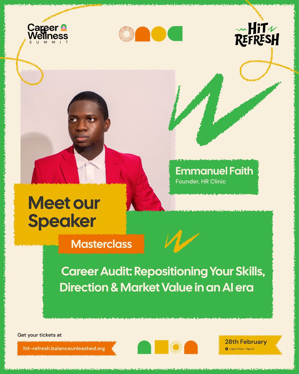 I’d be speaking at <a href="/BalanceUnleashd/">Balance Unleashed</a> conference.
It’s a gathering of professionals focused on wellness, alignment and balance.

Click the link below to register 

hit-refresh.balanceunleashed.org/tickets
You can use my discount code ‘FAITH20’ at checkout.