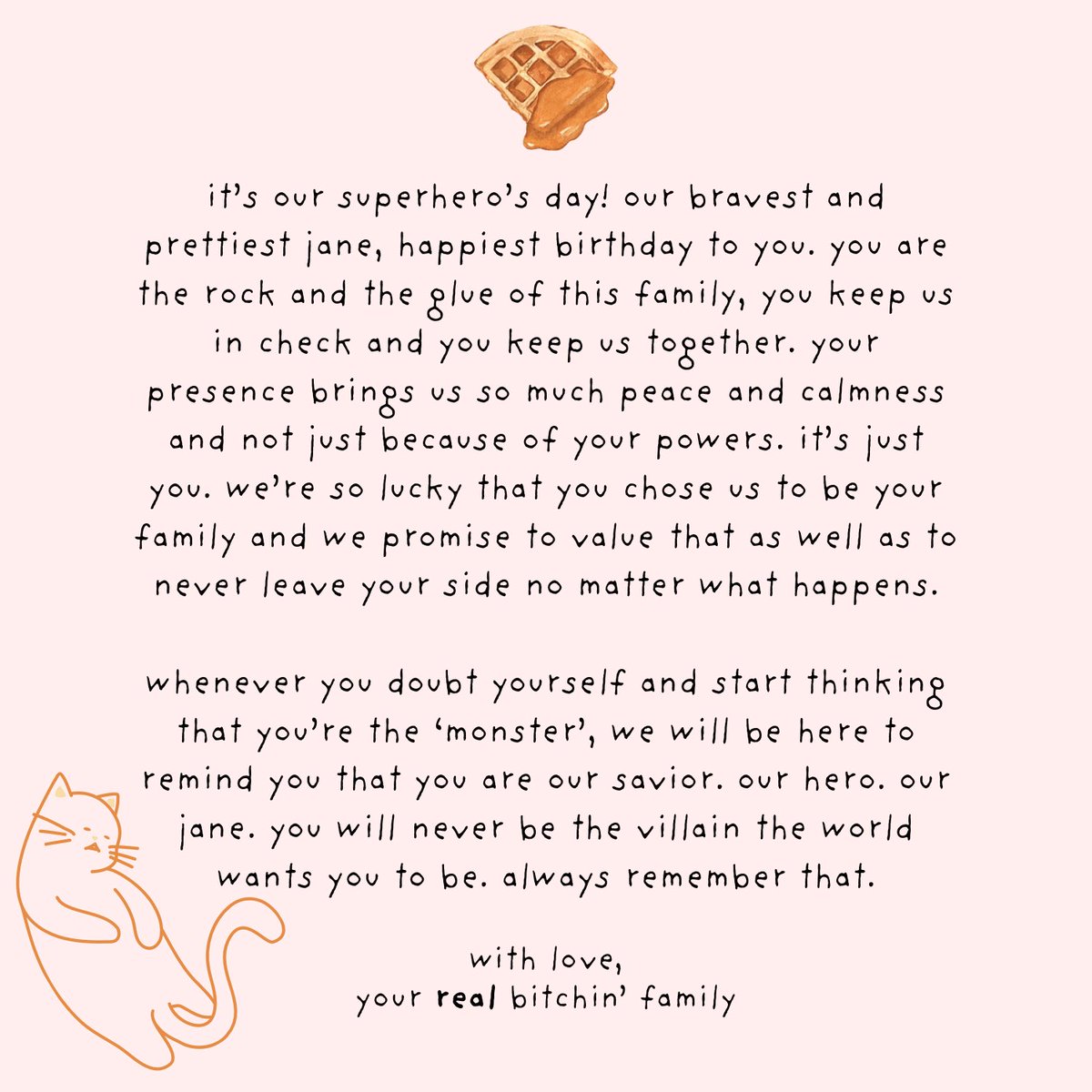 stolemystuff's tweet photo. happy jane day! 🧇 https://t.co/uQSh4fllSH