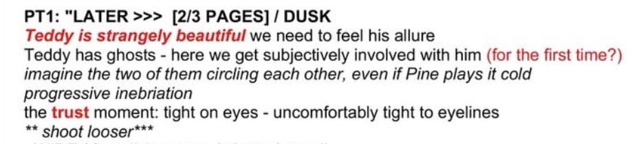 Laufeyson4eva's tweet image. The cinematographer posted his notes for the shooting of Teddy’s villa sequence in episode 2:

“Teddy is strangely beautiful” “the trust moment” “biblical”

Cinematography’s role in the emotional narrative will always be just INSANE god I love it. 👀❤️‍🔥
#TheNightManager