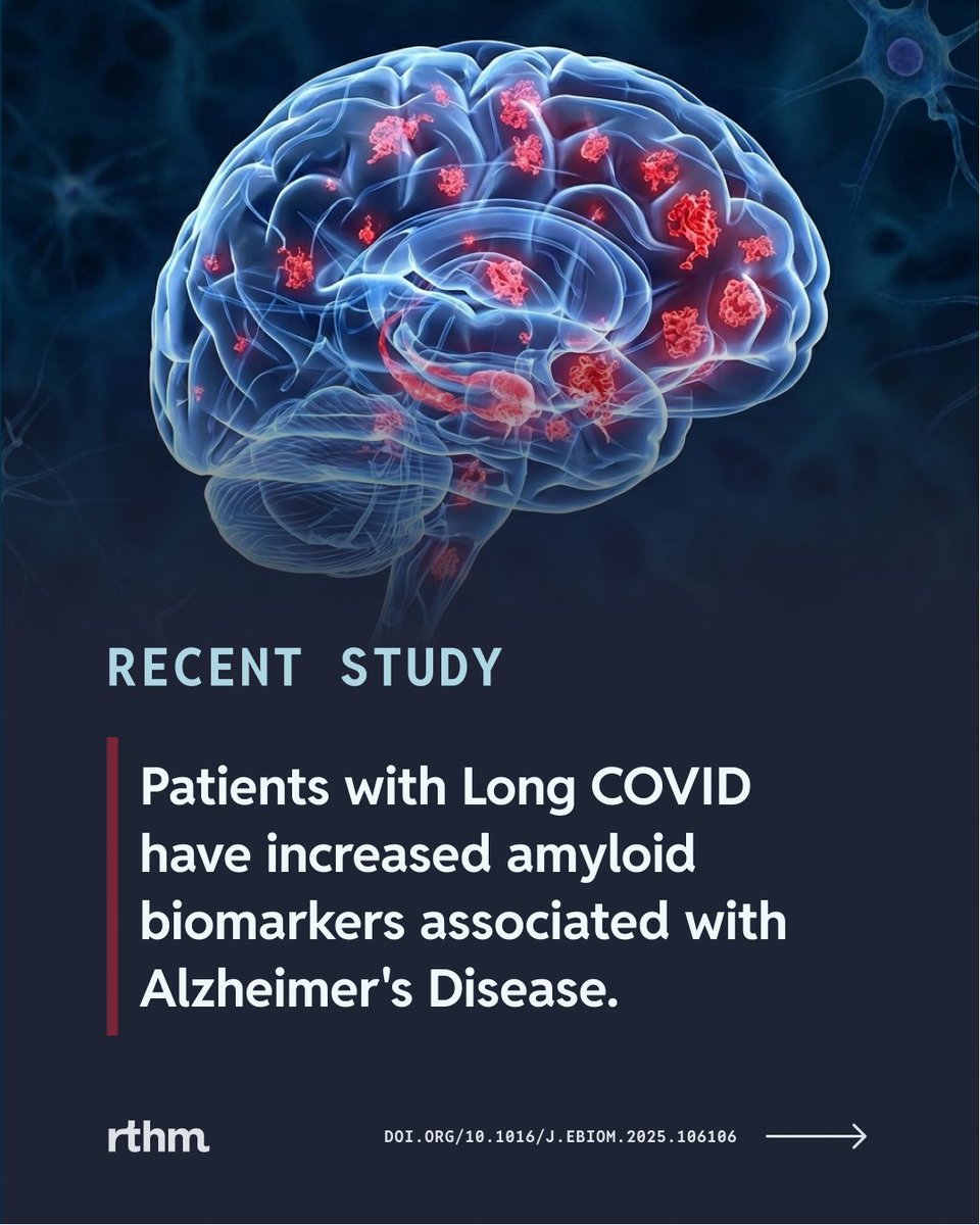A recent study found that people with neurological #LongCOVID show blood biomarker changes linked to brain cell stress and Alzheimer’s biology. Tau and amyloid levels rose after infection and tracked with brain fog and cognitive symptoms, suggesting measurable neurological