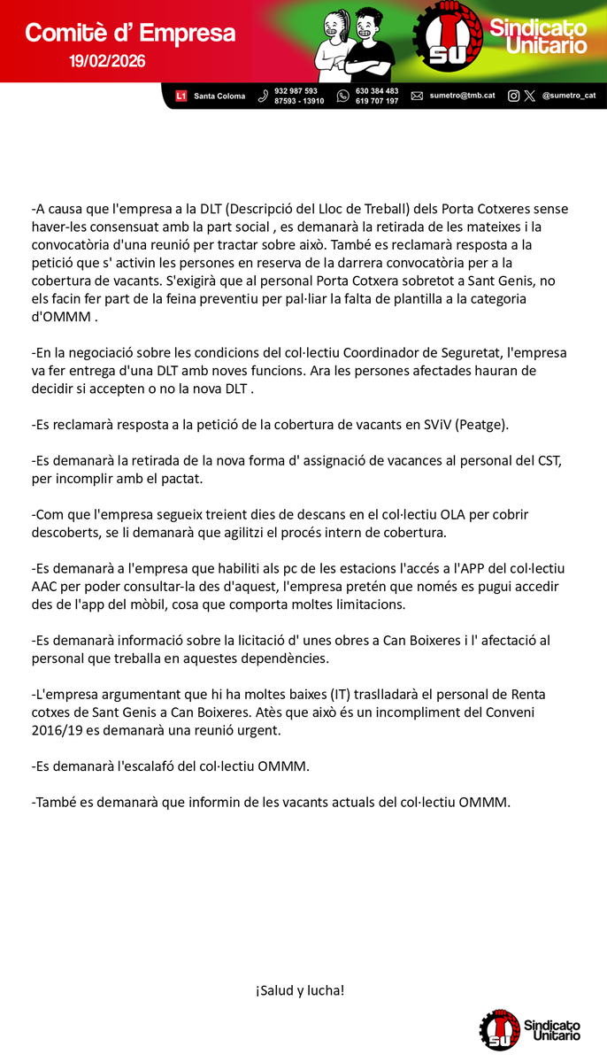 sumetro_cat's tweet photo. Publicamos el resumen del Comité de hoy.
Publiquem el resum del Comitè d'avui. https://t.co/5xhVaiIJNw