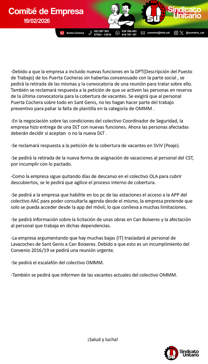 sumetro_cat's tweet photo. Publicamos el resumen del Comité de hoy.
Publiquem el resum del Comitè d'avui. https://t.co/5xhVaiIJNw