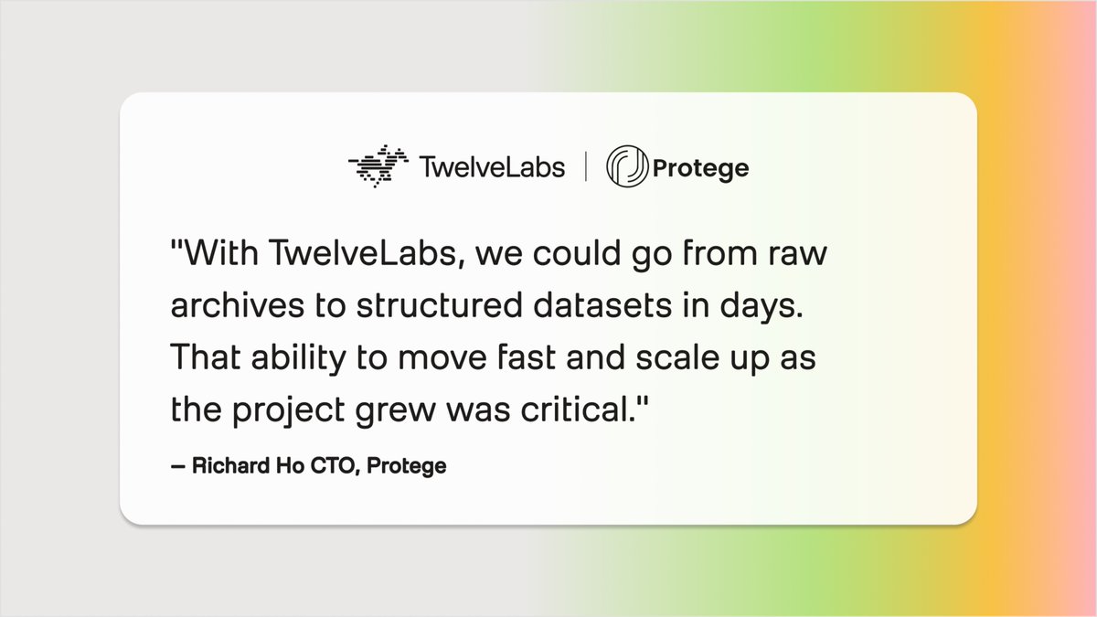 Data pipelines are becoming the hidden bottleneck for AI. You can’t iterate fast if it takes months to locate precise video moments across massive archives.
Our work with <a href="/withprotegeai/">Protege AI</a> showed what changes when:
📚 Aggregated, licensed content at scale
🧠 AI that actually