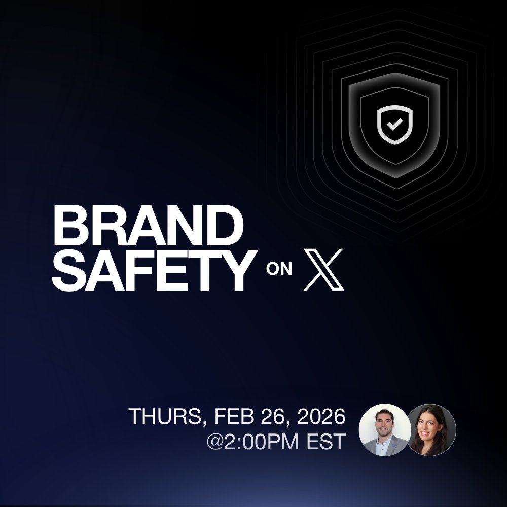 XBusiness's tweet photo. Transparency. Controls. Measurement. 

We’re excited to host our 2026 Brand Suitability Webinar - empowering brands with new tools for safety &amp; reach on X.

Join us Feb 26, 2pm - 3pm EST: Playbook deep dive + live demo.
