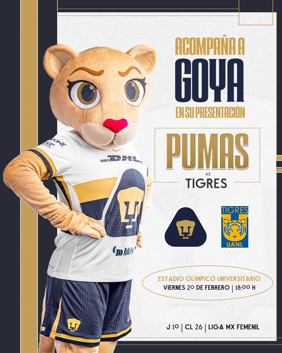 🏟️ ¡Mañana es el día en que Goya pisa el Olímpico Universitario por primera vez! 😻 Te esperamos para ser parte de este momento especial y darle la bienvenida juntos. 🐾

🎟️ Compra tus boletos y sé parte de este nuevo capítulo 👉 bit.ly/4tz33kF 👈

#UnidosPorLaHistoria