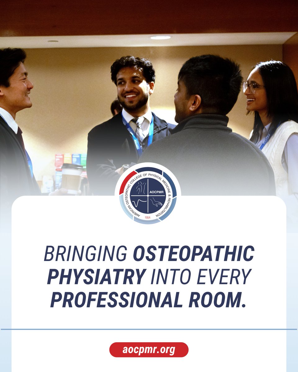 Every professional room is an opportunity to represent osteopathic physiatry. AOCPMR membership connects you to the education, community, and leadership that help carry PM&amp;R forward—wherever you practice, learn, or connect.

#AOCPMRMembership #PMR